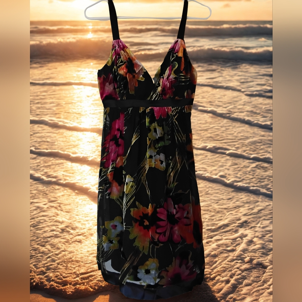 Cache Vibrant Floral V-Neck Dress NWT